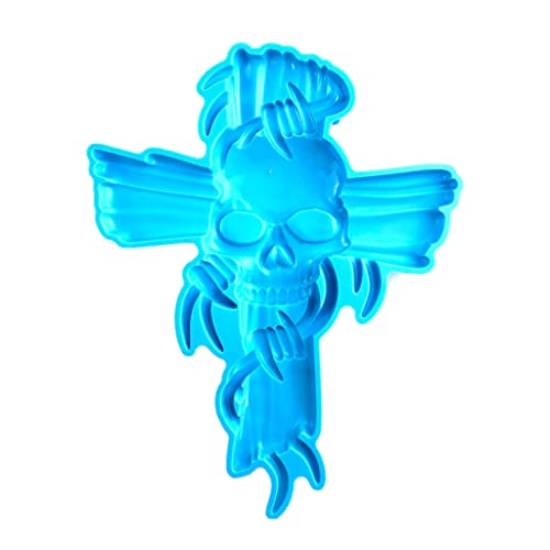 CAZSTYK Totenkopf-Kreuz-Harz-Form, Silikon, Wandkunst-Form, Kruzifix-Silikonform für Epoxidharz, Gießen, Wand, Schreibtisch, Schrankdekoration von CAZSTYK
