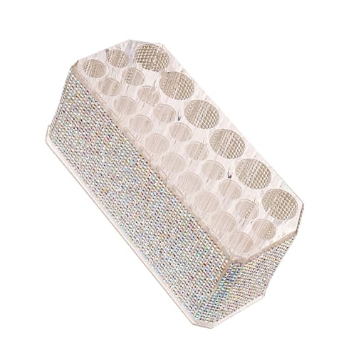 Make-up-Pinsel-Organizer mit 26 Löchern, Strass, Acryl, Kosmetikständer für Kosmetik, Werkzeug, Bleistifte, Eyeliner, Farbe, dekorierter Kosmetikpinselständer von CAZSTYK