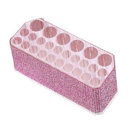 Make-up-Pinsel-Organizer mit 26 Löchern, Strass, Acryl, Kosmetikständer für Kosmetik, Werkzeug, Bleistifte, Eyeliner, Farbe, dekorierter Kosmetikpinselständer von CAZSTYK