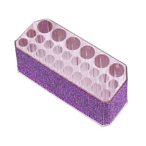 Make-up-Pinsel-Organizer mit 26 Löchern, Strass, Acryl, Kosmetikständer für Kosmetik, Werkzeug, Bleistifte, Eyeliner, Farbe, dekorierter Kosmetikpinselständer von CAZSTYK