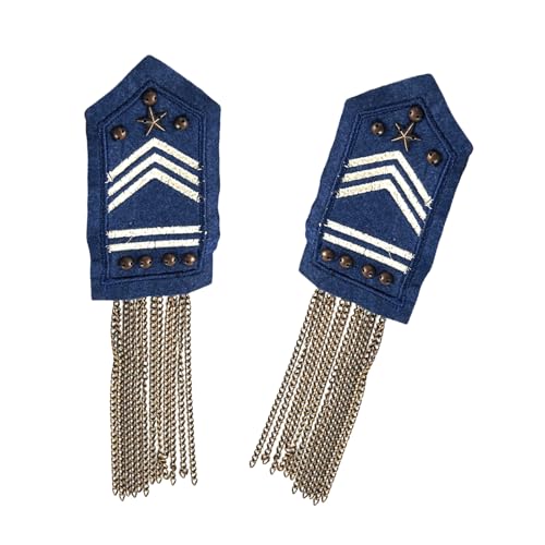 Punk-Schulterabzeichen, Nieten-Epauletten mit Strasssteinen, Kettenquasten für Jacken, Anzug, Bühnenkünstler, Kostüm, Epauletten, Jacken, Epaulette von CAZSTYK