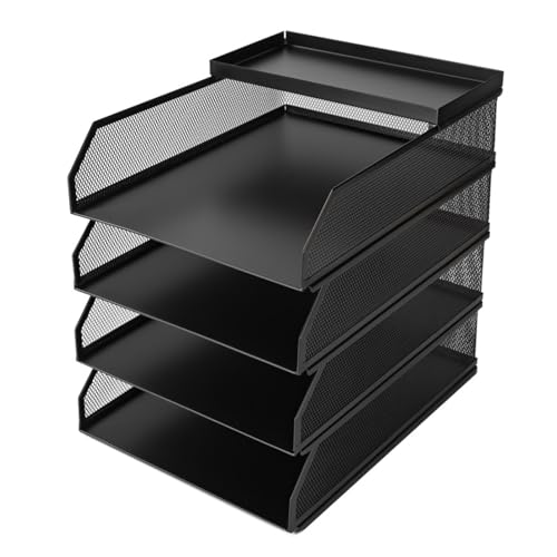 Schreibtisch-Organizer mit 3/4 Ebenen, Aktenhalter, Büro-Aktenablage, Papieraufbewahrung, Briefablage, Bürobedarf für Bibliothekswohnheim von CAZSTYK
