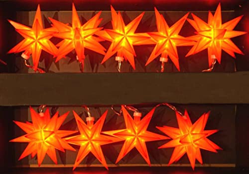 CBK-MS Fensterdeko Lichterkette Weihnachts Stern rot mit 9 3D Sterne 7,40 m mit Netzteil Weihnachts Advend Deko von CBK-MS