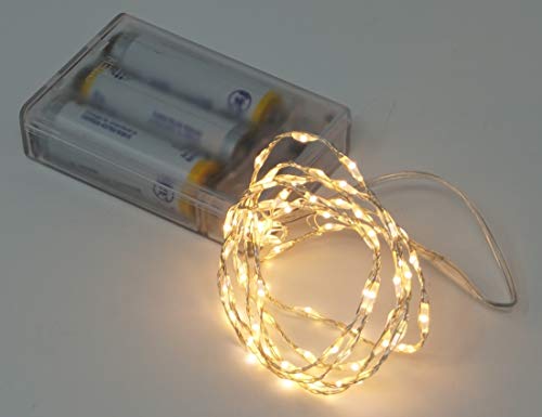 CBK-MS Lichterkette 66 Micro LED warmweiß 100 cm mit Timer Batteriebetrieb für Blumendeko oder zum verschönern Ihrer Wohnung von CBK-MS
