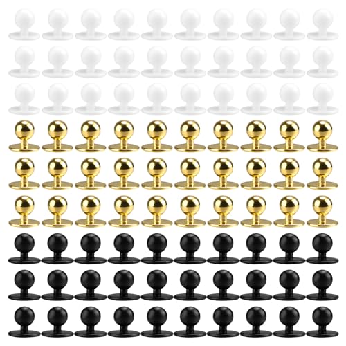 CBLDF Kochknöpfe, 90 Stück Wiederverwendbar Buttons, 3 Farben Fachmann Cooking Buttons, Geeignet für Kochjacken (Gold, Schwarz, Weiß) von CBLDF