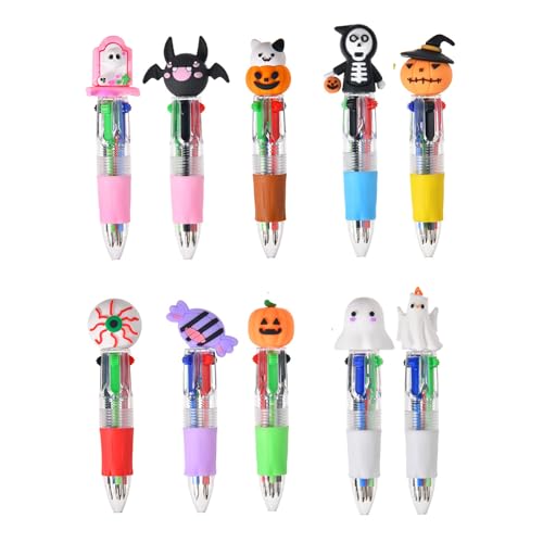 10 mehrfarbige Halloween-Kugelschreiber mit Geist, Fledermaus, Kürbis und Totenkopf-Stiftkappen 10 mehrfarbige Halloween-Kugelschreiber mit Geist, Fledermaus, Kürbis und Totenkopf-Stiftkappen von CBMZHF