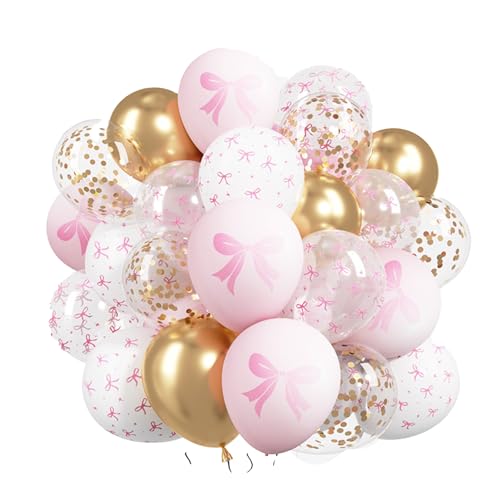 30 Stück Rosa und Gold Party Luftballons Set 20cm Schleife Design mit Konfetti von CBMZHF