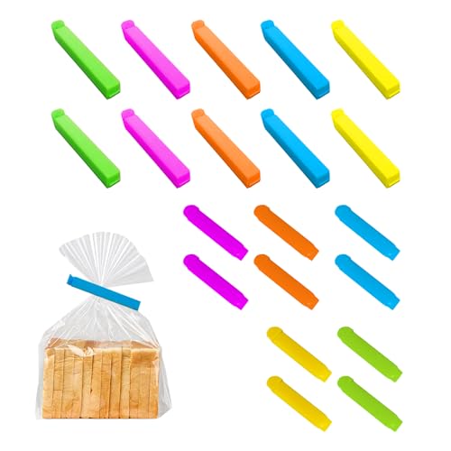 Beutelklammern Verschlussset, 20 Stück, 5 Farben, 7-11 cm, Lebensmittelaufbewahrungsclips für Brot und Snacks Beutelklammern Verschlussset, 20 Stück, 5 Farben, 7-11 cm, Lebensmittelaufbewahrungsclips für Brot und Snacks von CBMZHF