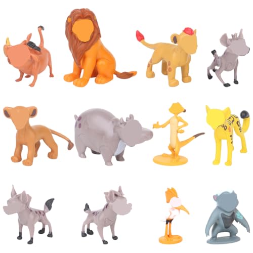 CBOSNF Cartoon Tier Figuren, Löwen Figuren Set, 12 Stück The Lion Mini Figurens Set, Cake Topper, für Kinder Geburtstagsdeko, Bunt, 4-6cm von CBOSNF