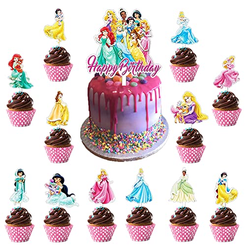 Tortendeko Prinzessinnen CBOSNF 13PCS Prinzessinnen Deko Geburtstag Cake Toppers, 3D-Kuchendekoration Themenparty Kuchen Dekoration,Tortendeko Geburtstag Mädchen Kuchen Topper von CBOSNF