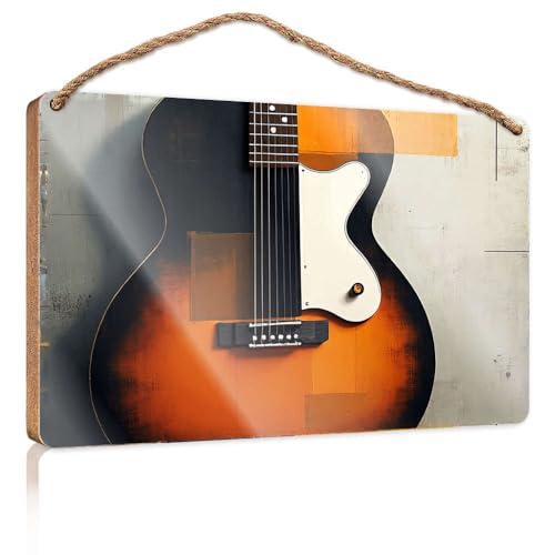 Holzschild mit Aufschrift "A Close-Up of an Electric Guitarre", Holzschild, Outdoor-Schilder und Dekoration, Spielzimmer-Dekoration (15 x 28 cm) von CBRT