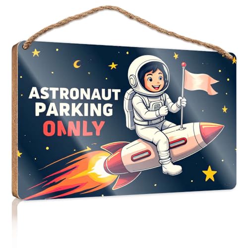 Lustige Schilder für Männerhöhle, Astronaut, Parkplatz, Holzschild, Küchenschilder, Wanddekoration, Herbstbüro-Dekoration (15 x 28 cm) von CBRT