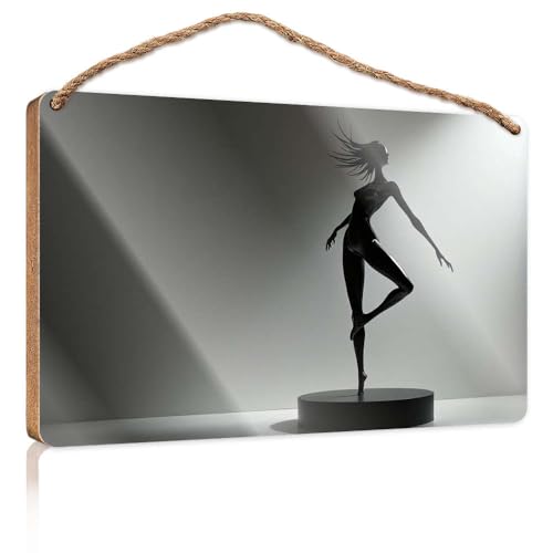 Lustige Schilder für Männerhöhle, Silhouette einer tanzenden Figur, Holzschild, Küchenschilder, Wanddekoration, Herbstbüro-Dekoration (23 x 35 cm) von CBRT