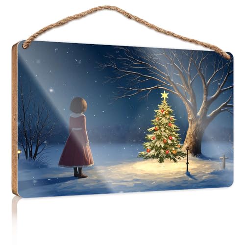 Lustige Schilder für die Männerhöhle, ein Mädchen bewundert einen wunderschön beleuchteten Weihnachtsbaum in einer verschneiten Nacht, Holzschild, Küchenschilder, Wanddekoration, Herbstbürodekoration Lustige Schilder für die Männerhöhle, ein Mädchen bewundert einen wunderschön beleuchteten Weihnachtsbaum in einer verschneiten Nacht, Holzschild, Küchenschilder, Wanddekoration, Herbstbürodekoration von CBRT