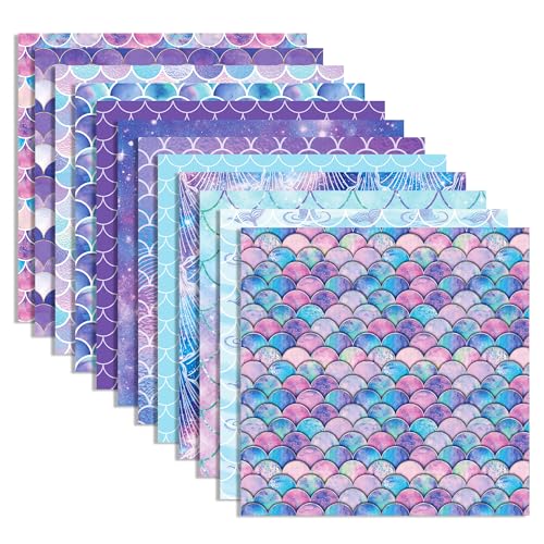 24 Blatt Meerjungfrau Muster Scrapbook Papier,12 Designs Doppelseitige Meerjungfrau Dekorpapier Scrapbook Craft Papier,12x12Inch Craft Supplies Karte Herstellung Scrapbook von CC HOME