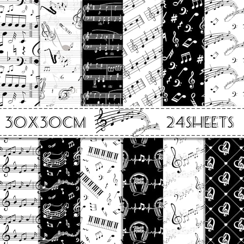 24 Blatt Scrapbook Papier Musik,12-Typen Doppelseitige Dekorpapier Musiknoten Scrapbook Zubehör Craft Papier für Origami Papier Journal Motivpapier DIY Fotoalbum Dekorpapier 30x30cm 24 Blatt Scrapbook Papier Musik,12-Typen Doppelseitige Dekorpapier Musiknoten Scrapbook Zubehör Craft Papier für Origami Papier Journal Motivpapier DIY Fotoalbum Dekorpapier 30x30cm von CC HOME