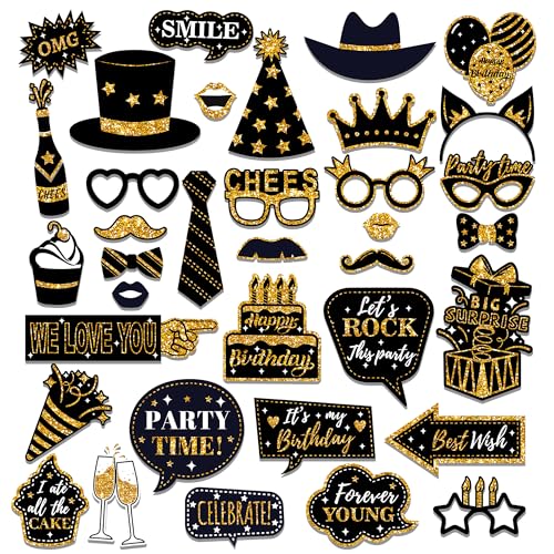 36 Golden Geburtstag Photo Booth,Party Fotoautomat Requisiten Foto Booth Props Photo Fotobox Accessoires mit Hut Kronen für Geburtstag Hochzeit Abschluss Weihnachten Silvester Party Zubehör 36 Golden Geburtstag Photo Booth,Party Fotoautomat Requisiten Foto Booth Props Photo Fotobox Accessoires mit Hut Kronen für Geburtstag Hochzeit Abschluss Weihnachten Silvester Party Zubehör von CC HOME