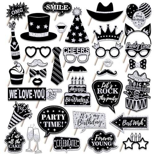 36 Silbrig Geburtstag Photo Booth,Party Fotoautomat Requisiten Foto Booth Props Photo Fotobox Accessoires mit Hut Kronen für Geburtstag Hochzeit Abschluss Weihnachten Silvester Party Zubehör 36 Silbrig Geburtstag Photo Booth,Party Fotoautomat Requisiten Foto Booth Props Photo Fotobox Accessoires mit Hut Kronen für Geburtstag Hochzeit Abschluss Weihnachten Silvester Party Zubehör von CC HOME
