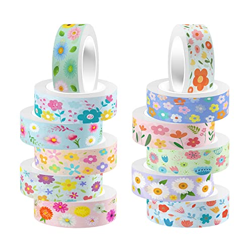 CC HOME 12 Rollen Blumen Washi Tape Set Floral Masking Tape Dekoratives Klebeband Stickers für Scrapbook Zubehör Journaling Zubehör Junk Tagebuch DIY Kunsthandwerk Tagebuch Alben Bastelmittel von CC HOME
