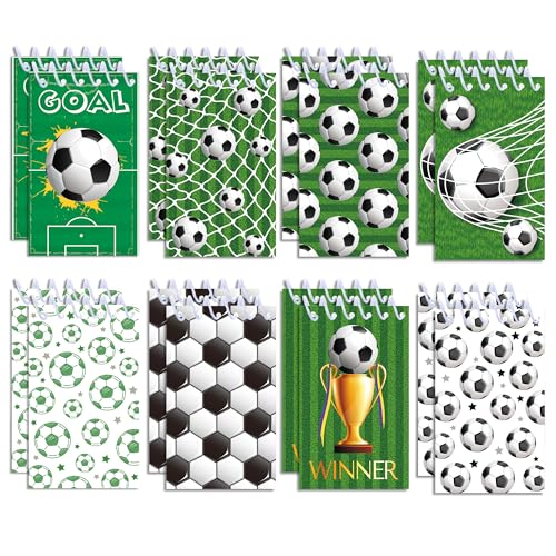CC HOME 24 Stück Mini Notizblöcke Kinder Fußball Kinder Gastgeschenke Mini Notizbuch Spirale Notizblöcke für Kinder Fußbal Geburtstag Party Klassenzimmer Party Mitgebsel von CC HOME