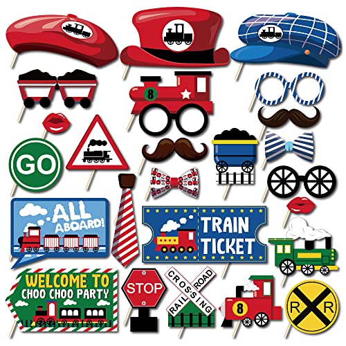 CC HOME 25 Stück Zugmuster Fotoautomaten Requisiten Eisenbahn Zug Muster Party Dekorationen Party Gastgeschenk für Zug Party Essentials CC HOME 25 Stück Zugmuster Fotoautomaten Requisiten Eisenbahn Zug Muster Party Dekorationen Party Gastgeschenk für Zug Party Essentials von CC HOME