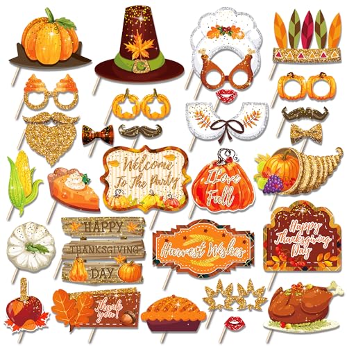 CC HOME 30 Stück Foto Requisiten Thanksgiving, Party Foto Booth Requisiten Dekoration, Pappe, Bambus, Orange, Red, Green, Blue, Yellow CC HOME 30 Stück Foto Requisiten Thanksgiving, Party Foto Booth Requisiten Dekoration, Pappe, Bambus, Orange, Red, Green, Blue, Yellow von CC HOME