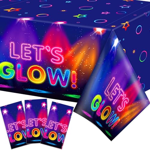 CC HOME 3PCs Glow Tischdecken Party Tischdecke, Kunststoff Tischdecken Party Dekoration Einweg Tischdecke für Partys, Geburtstag Tischdecke Rechteckige Tischdecke von CC HOME