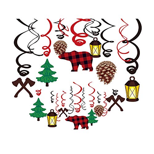 CC HOME Holzfäller-Bär, hängende Wirbel, Pinienkernbaum, Axt, Luftschlangen, Geburtstagsparty-Dekorationen, Holzfäller-Motto-Partygeschenke für Urlaub, Babyparty, Heimdekoration, 30 Stück CC HOME Holzfäller-Bär, hängende Wirbel, Pinienkernbaum, Axt, Luftschlangen, Geburtstagsparty-Dekorationen, Holzfäller-Motto-Partygeschenke für Urlaub, Babyparty, Heimdekoration, 30 Stück von CC HOME