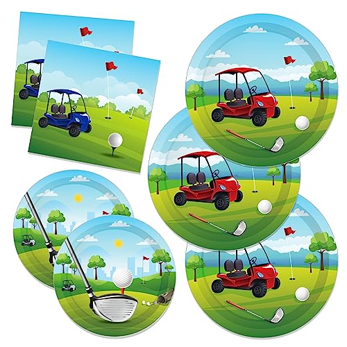 Golfball Geburtstag Pappteller Servietten Golf Auto Einweggeschirr Set Partyzubehör Sport Golf Thema Geschirr Besteck Sets serviert 24 Gäste für Party Teller Servietten 88PCS Golfball Geburtstag Pappteller Servietten Golf Auto Einweggeschirr Set Partyzubehör Sport Golf Thema Geschirr Besteck Sets serviert 24 Gäste für Party Teller Servietten 88PCS von CC HOME