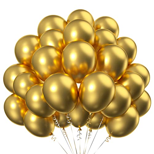 100 Stück 12 Zoll Metallic Luftballons Gold,Chrom Latex Ballons Golden für Party Dekoration von CC Wonderland Zone
