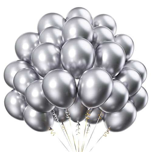 100 Stück 12 Zoll Metallic Luftballons Silber,Chrom Latex Helium Ballons Silber für für Geburtstag,Hochzeit Party Dekoration 100 Stück 12 Zoll Metallic Luftballons Silber,Chrom Latex Helium Ballons Silber für für Geburtstag,Hochzeit Party Dekoration von CC Wonderland Zone