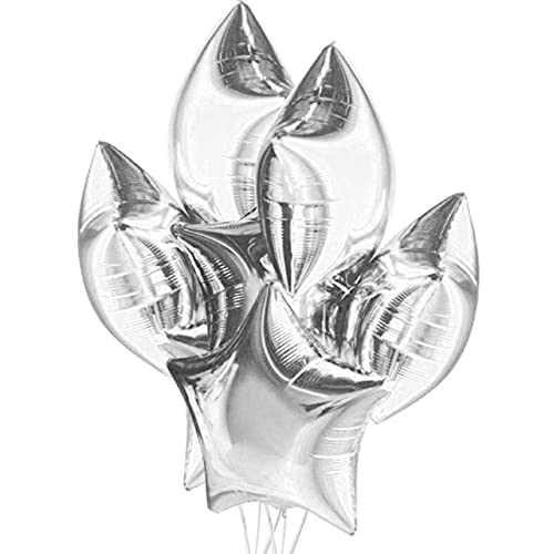 12 Stück Silber sternförmige Folienballon, 24-Zoll-Pentagramm-Ballon für Partydekoration von CC Wonderland Zone