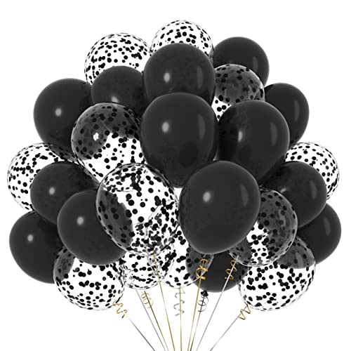 12 Zoll LuftBallons Schwarzer,Helium Latex Ballons mit Konfetti für Party Deko,50 Stück von CC Wonderland Zone