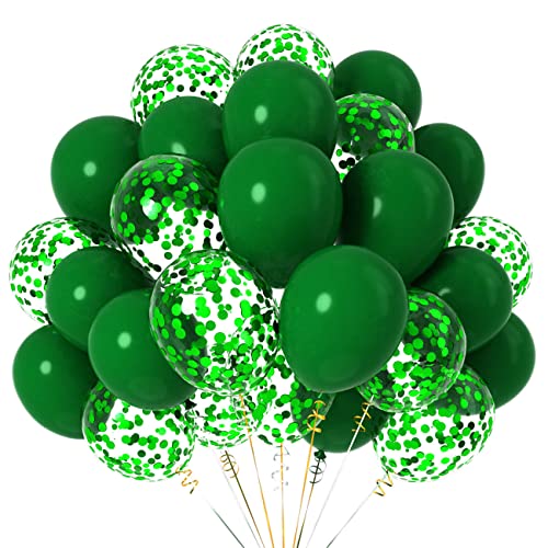 12 Zoll LuftBallons Dunkelgrün,Grün Helium Latex Ballons mit Konfetti für Party Deko,50 Stück von CC Wonderland Zone
