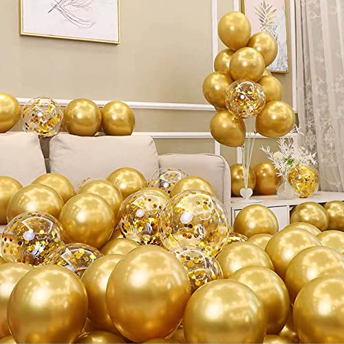 12 Zoll LuftBallons Gold,Latex Helium Ballons mit Konfetti für Party Deko,50 Stück von CC Wonderland Zone