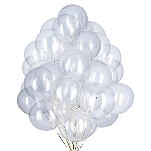 CC Wonderland Zone 12 Zoll Luftballons Transparente,Durchsichtige Helium Latex Ballon für Partys Deko,50 Stück von CC Wonderland Zone
