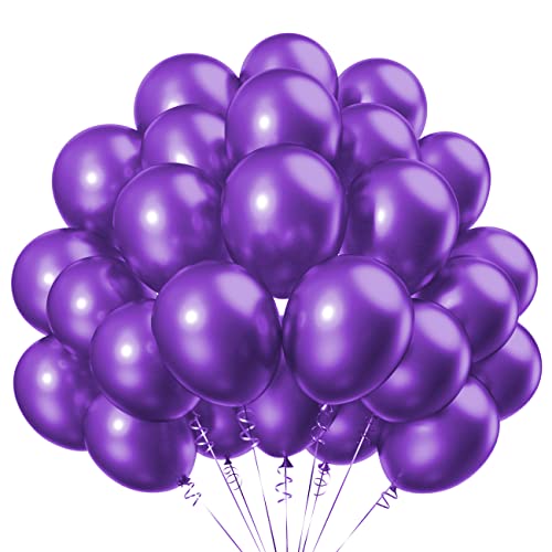 12 Zoll Violett Metallic Luftballons,Chrom Gold Helium Ballons für Partys Deko-50 Stück von CC Wonderland Zone