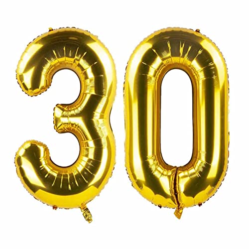 30 Luftballons Zahl Groß,30 Geburtstag Ballon Gold,40 Zoll/101CM Nummer 30 Aufblasbarer Helium Folienballon von CC Wonderland Zone