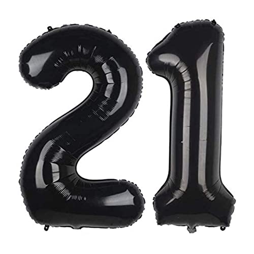 21 Luftballons Zahl Groß,21 Geburtstag Ballon Schwarz,40 Zoll/101CM Nummer 21 Aufblasbarer Helium Folienballon von CC Wonderland Zone
