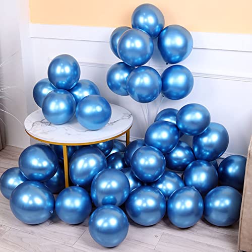 5 Zoll Kleine Blau Metallic Luftballons,Mini Chrom Blau Helium Ballons für Partys Deko-100 Stück von CC Wonderland Zone