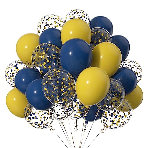 50 Stück 12 Zoll Gelb Marineblau Helium Latex LuftBallons,Ballons mit Gelb und Blau Konfetti für Partys Dekoration von CC Wonderland Zone