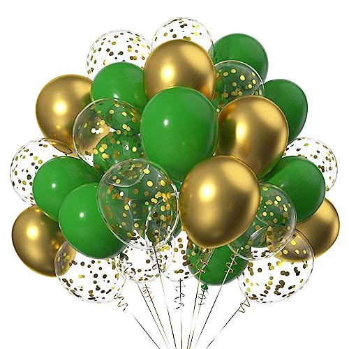50 Stück 12 Zoll Gold Dunkelgrün Helium Latex LuftBallons,Ballons mit Gold Konfetti für Partys Dekoration von CC Wonderland Zone
