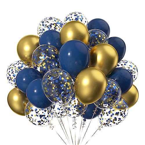 50 Stück 12 Zoll Gold Marineblau Helium Latex LuftBallons,Ballons mit Gold und Blau Konfetti für Partys Dekoration von CC Wonderland Zone