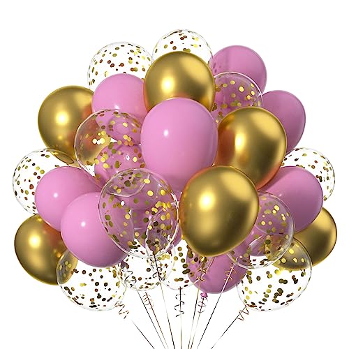 50 Stück 12 Zoll Gold Rosa Helium Latex LuftBallons,Ballons mit Gold Konfetti für Partys Dekoration von CC Wonderland Zone