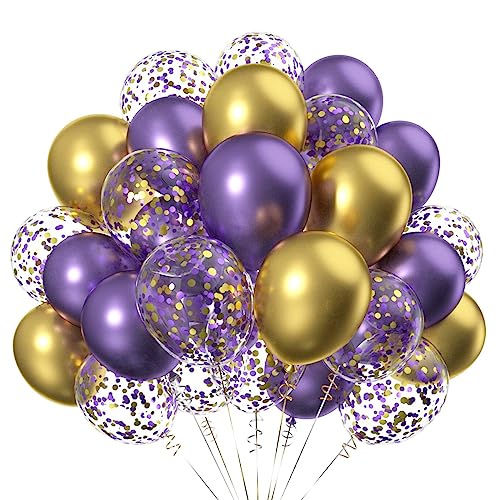 50 Stück 12 Zoll Gold Violett Helium Latex LuftBallons,Ballons mit Gold und Violett Konfetti für Partys Dekoration von CC Wonderland Zone