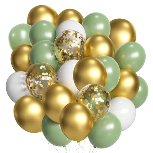 Luftballons Hochzeit,60 Stück 12 Zoll Olive Salbei Grün Gold Weiß Helium Latex LuftBallons,Ballons mit Gold Konfetti für Partys Dekoration Luftballons Hochzeit,60 Stück 12 Zoll Olive Salbei Grün Gold Weiß Helium Latex LuftBallons,Ballons mit Gold Konfetti für Partys Dekoration von CC Wonderland Zone