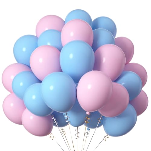 Luftballons Rosa und Blau,12 Zoll Macaron Helium Latex Ballons,Baby Gender Reveal Ballons für Babyparty Geburtstag Party Dekoration,50 Stück von CC Wonderland Zone