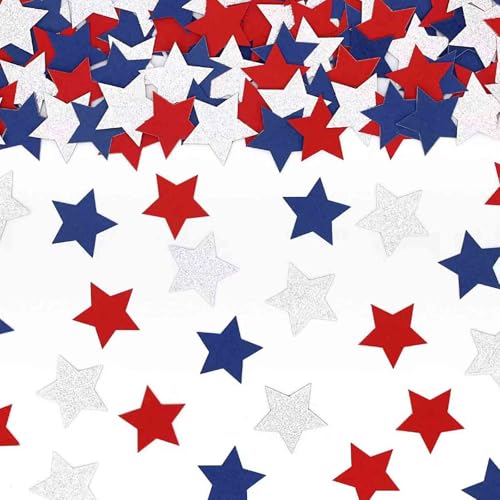 Stern-Konfetti für Party und Tische, Dekoration für 4. Juli, Unabhängigkeitstag, Abschluss, Ruhestand, patriotische Themenparty, Babyparty, 3 cm Durchmesser, 200 Stück Stern-Konfetti für Party und Tische, Dekoration für 4. Juli, Unabhängigkeitstag, Abschluss, Ruhestand, patriotische Themenparty, Babyparty, 3 cm Durchmesser, 200 Stück von CC Wonderland