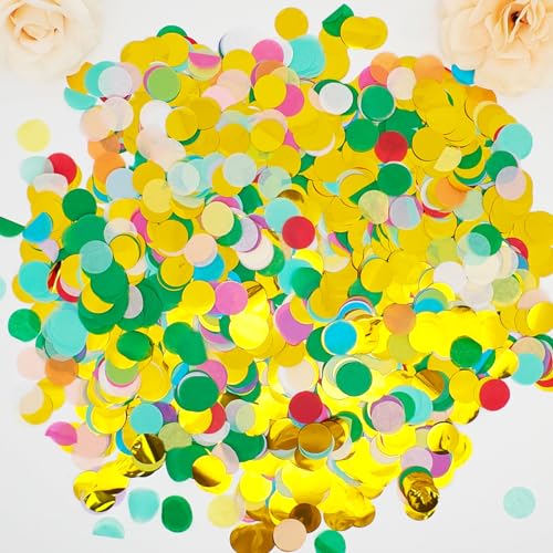 1 Zoll Papier Konfetti Rund Bunt,Tissue Tischkonfetti Mehrfarbig für Party Hochzeit Dekoration-100G/12000 Stück von CC wonderland zone