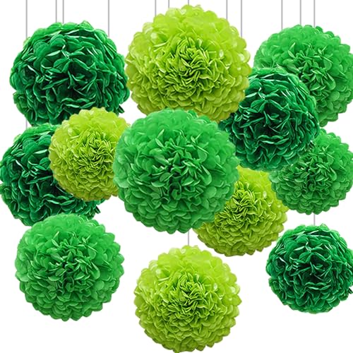 CC wonderland zone 12 Stück Grün Seidenpapier Pompons,Papier Pom Poms Seidenpompons für Party Deko,St. patrick's day Deko von CC wonderland zone